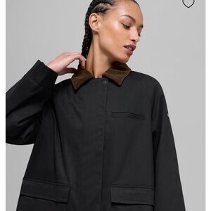 ALO Yoga Black Utility Jacket with Brown Collar